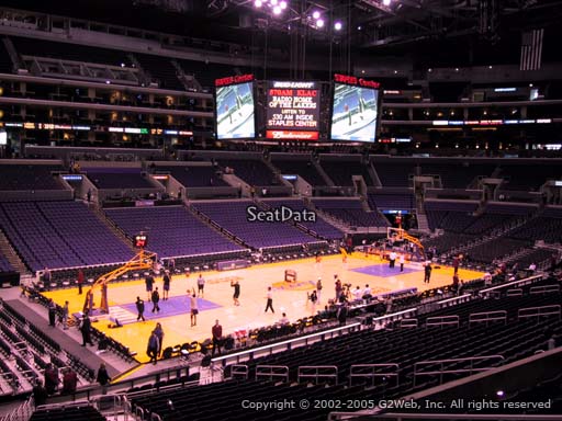Seat view from premier section 8 at the Staples Center, home of the Los Angeles Lakers