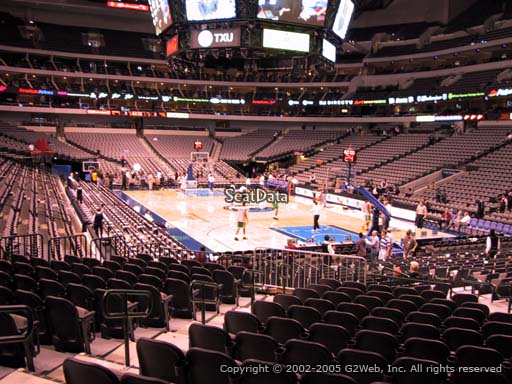 Seat view from section 102 at the American Airlines Center, home of the Dallas Mavericks
