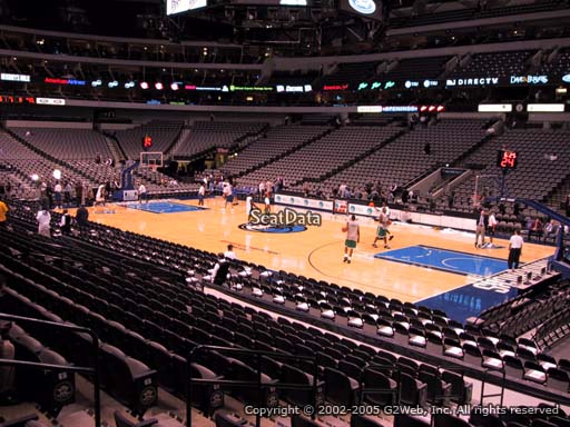 Seat view from section 104 at the American Airlines Center, home of the Dallas Mavericks