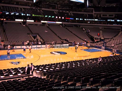 Seat view from section 108 at the American Airlines Center, home of the Dallas Mavericks