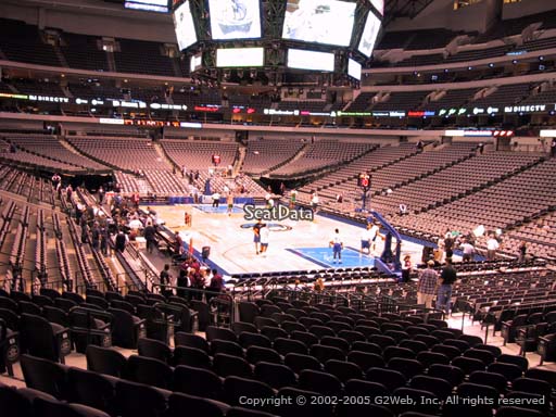Seat view from section 114 at the American Airlines Center, home of the Dallas Mavericks