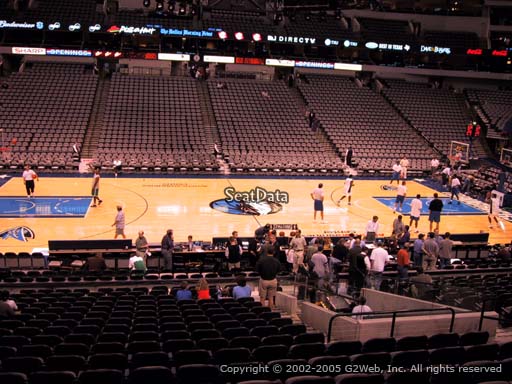 Seat view from section 119 at the American Airlines Center, home of the Dallas Mavericks