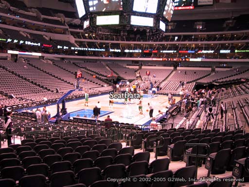 Seat view from section 123 at the American Airlines Center, home of the Dallas Mavericks