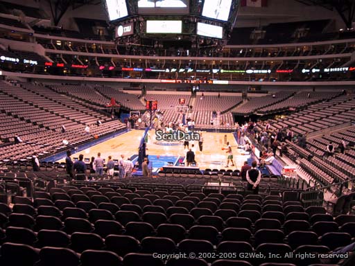 Seat view from section 124 at the American Airlines Center, home of the Dallas Mavericks