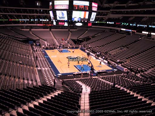 Seat view from section 203 at the American Airlines Center, home of the Dallas Mavericks