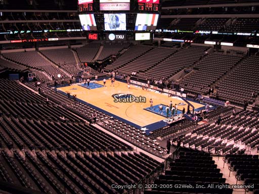 Seat view from section 205 at the American Airlines Center, home of the Dallas Mavericks