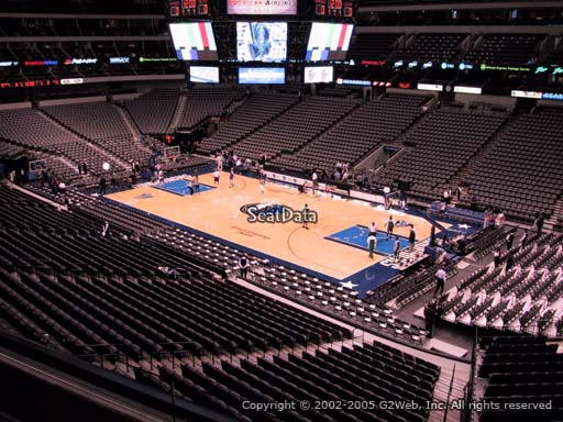 Seat view from section 206 at the American Airlines Center, home of the Dallas Mavericks