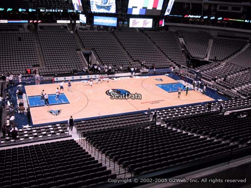 Seat view from section 211 at the American Airlines Center, home of the Dallas Mavericks