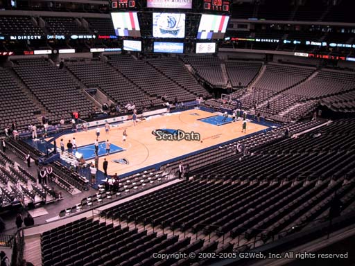 Seat view from section 213 at the American Airlines Center, home of the Dallas Mavericks