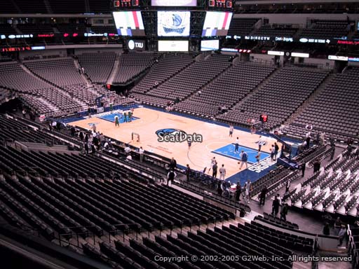 Seat view from section 214 at the American Airlines Center, home of the Dallas Mavericks