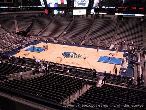 Seat view from section 216 at the American Airlines Center, home of the Dallas Mavericks