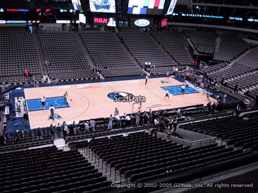 Seat view from section 219 at the American Airlines Center, home of the Dallas Mavericks