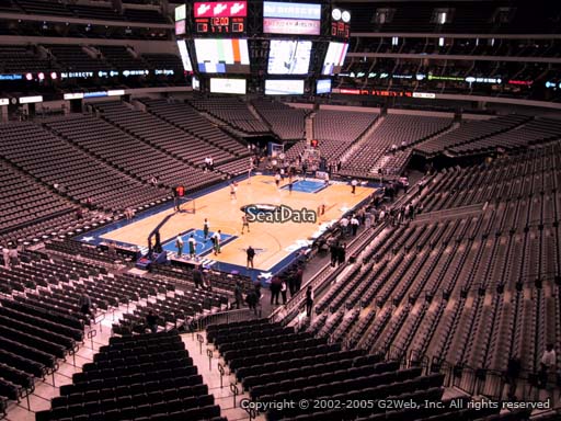 Seat view from section 223 at the American Airlines Center, home of the Dallas Mavericks