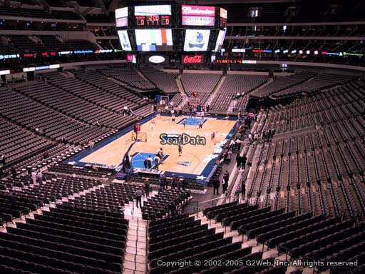 Seat view from section 224 at the American Airlines Center, home of the Dallas Mavericks