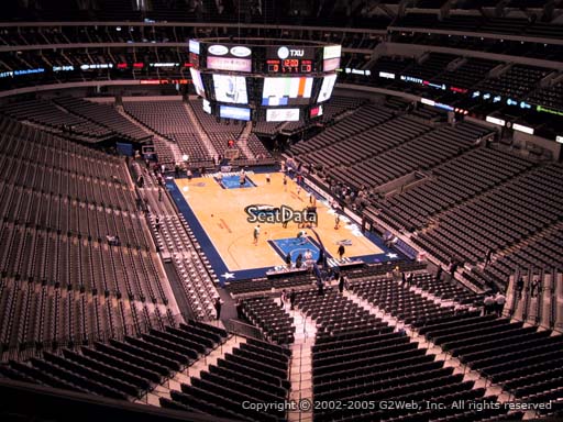 Seat view from section 303 at the American Airlines Center, home of the Dallas Mavericks