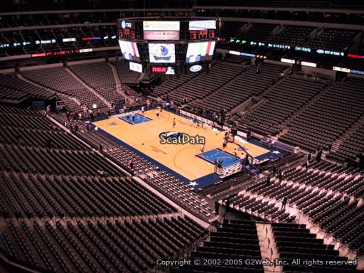 Seat view from section 305 at the American Airlines Center, home of the Dallas Mavericks