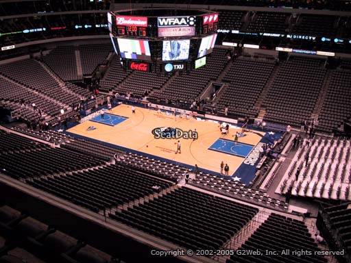 Seat view from section 307 at the American Airlines Center, home of the Dallas Mavericks