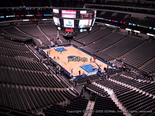 Seat view from section 321 at the American Airlines Center, home of the Dallas Mavericks