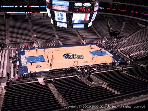 Seat view from section 328 at the American Airlines Center, home of the Dallas Mavericks