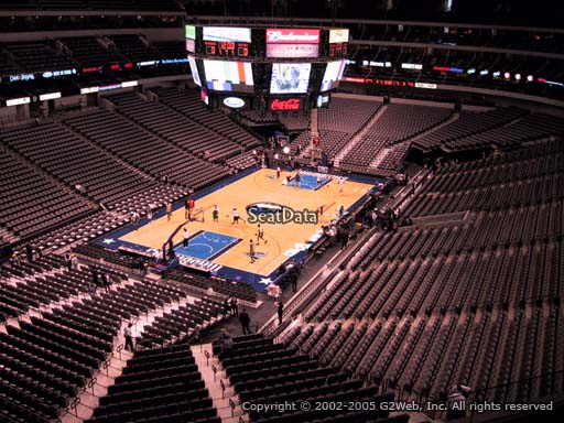 Seat view from section 332 at the American Airlines Center, home of the Dallas Mavericks