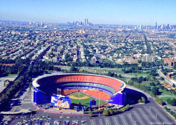 Aerial photo of Shea Stadium in Queens, New York.