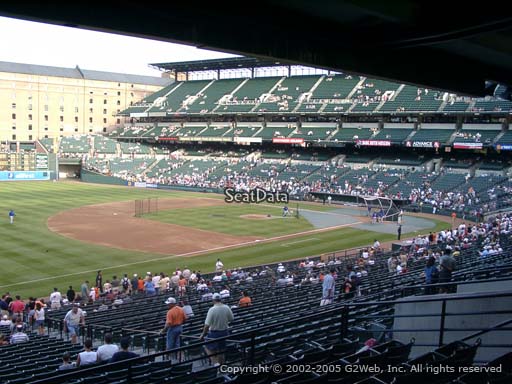 Seat view from section 61 at Oriole Park at Camden Yards, home of the Baltimore Orioles