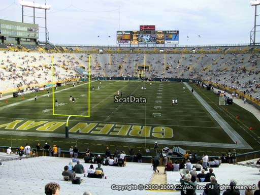 Seat view from section 102 at Lambeau Field, home of the Green Bay Packers