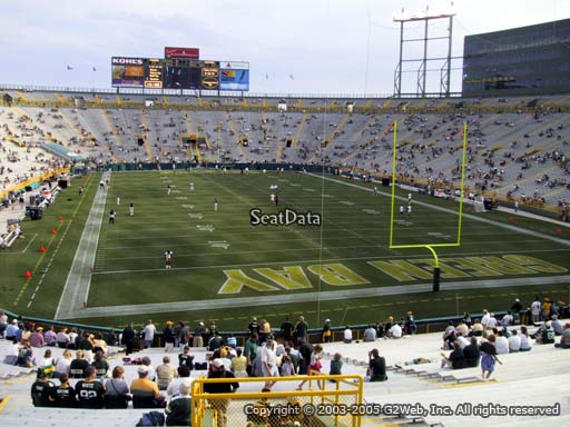 Seat view from section 103 at Lambeau Field, home of the Green Bay Packers