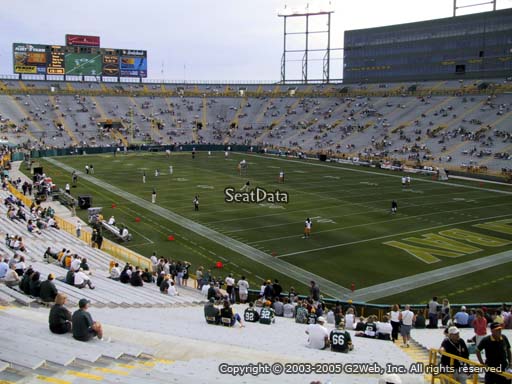 Seat view from section 107 at Lambeau Field, home of the Green Bay Packers