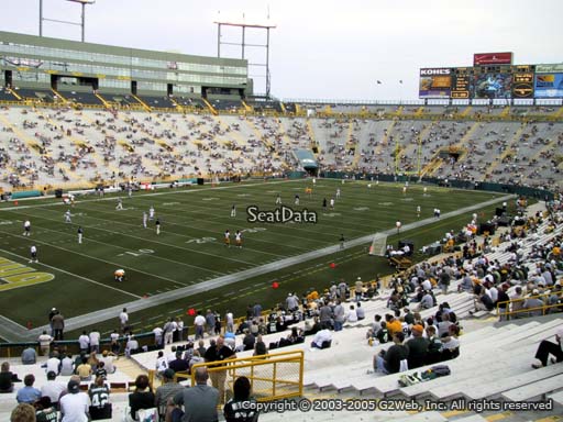 Seat view from section 108 at Lambeau Field, home of the Green Bay Packers
