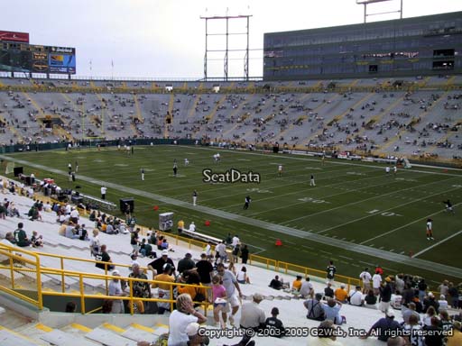 Seat view from section 109 at Lambeau Field, home of the Green Bay Packers