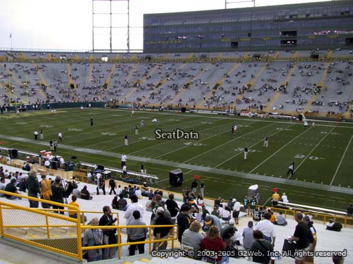 Seat view from section 113 at Lambeau Field, home of the Green Bay Packers