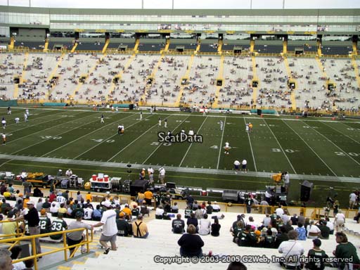 Seat view from section 122 at Lambeau Field, home of the Green Bay Packers