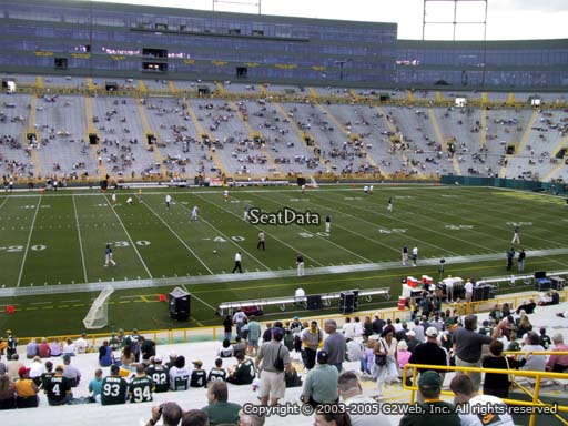 Seat view from section 123 at Lambeau Field, home of the Green Bay Packers