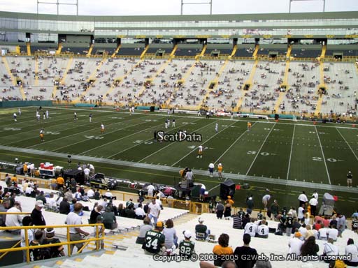 Seat view from section 124 at Lambeau Field, home of the Green Bay Packers