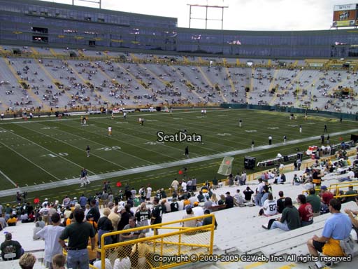 Seat view from section 129 at Lambeau Field, home of the Green Bay Packers