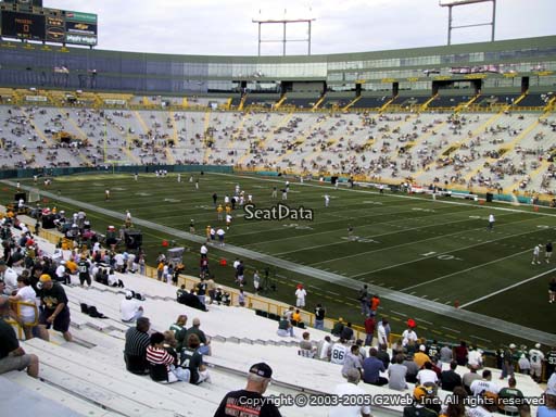 Seat view from section 130 at Lambeau Field, home of the Green Bay Packers