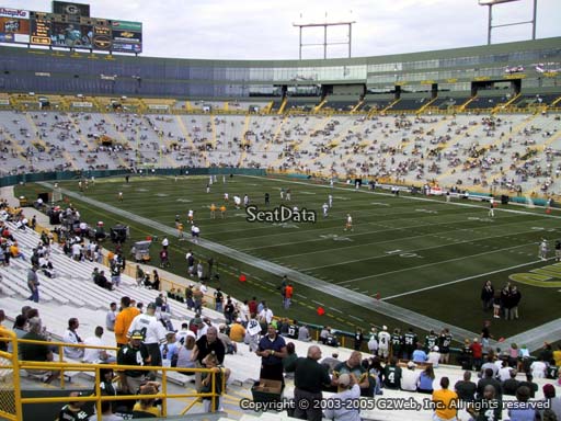 Seat view from section 132 at Lambeau Field, home of the Green Bay Packers