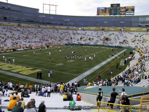 Seat view from section 133 at Lambeau Field, home of the Green Bay Packers