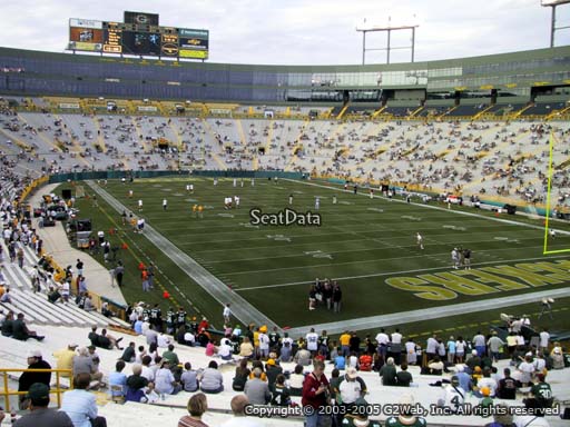 Seat view from section 134 at Lambeau Field, home of the Green Bay Packers