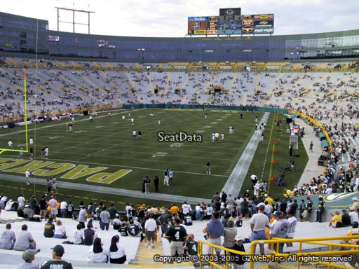 Seat view from section 135 at Lambeau Field, home of the Green Bay Packers