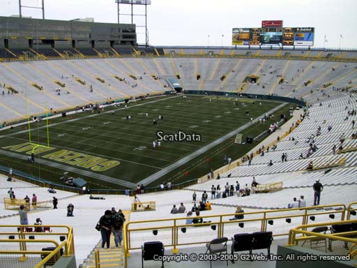 Seat view from section 308 at Lambeau Field, home of the Green Bay Packers