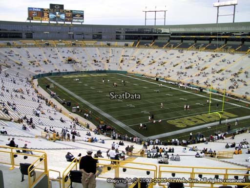 Seat view from section 344 at Lambeau Field, home of the Green Bay Packers
