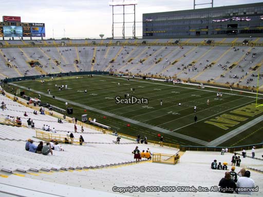Seat view from section 405 at Lambeau Field, home of the Green Bay Packers