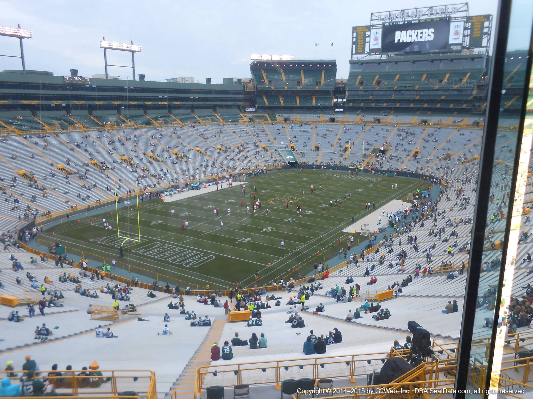 Seat view from section 474 at Lambeau Field, home of the Green Bay Packers