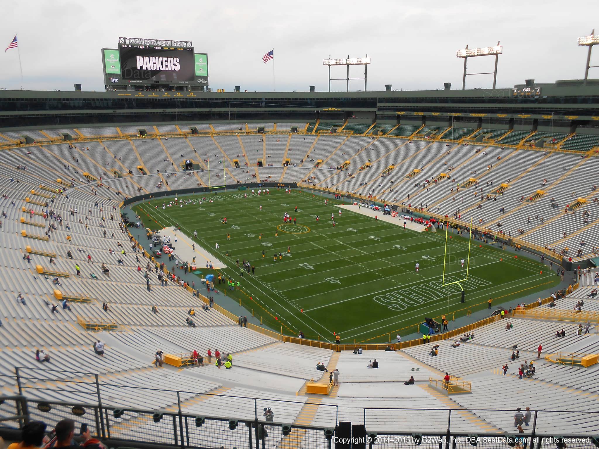 Seat view from section 638S at Lambeau Field, home of the Green Bay Packers