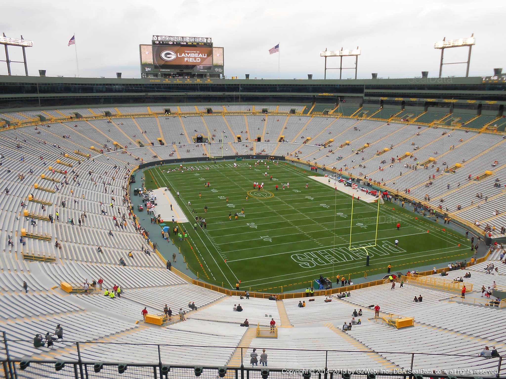 Seat view from section 642S at Lambeau Field, home of the Green Bay Packers