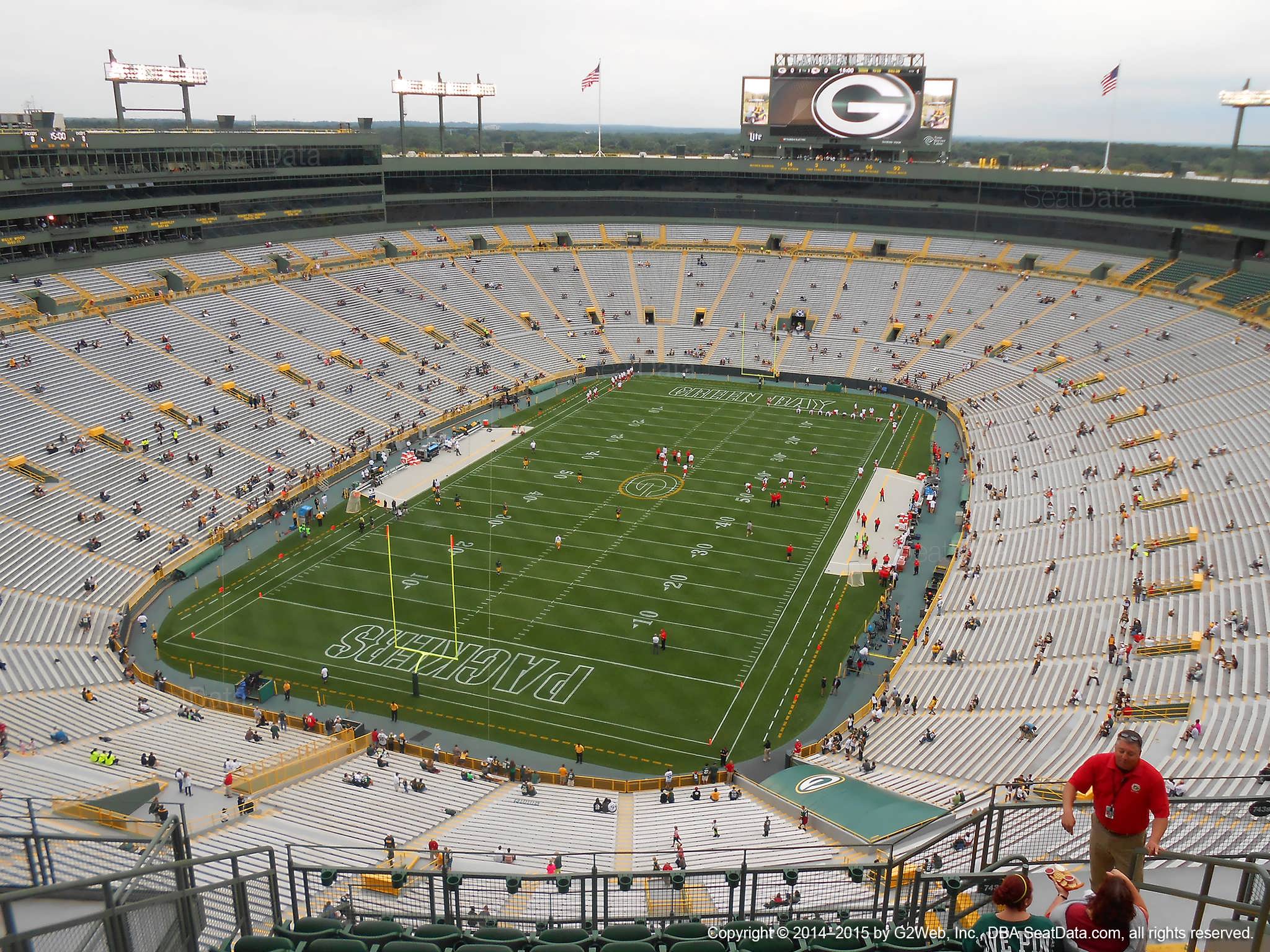 Seat view from section 743S at Lambeau Field, home of the Green Bay Packers