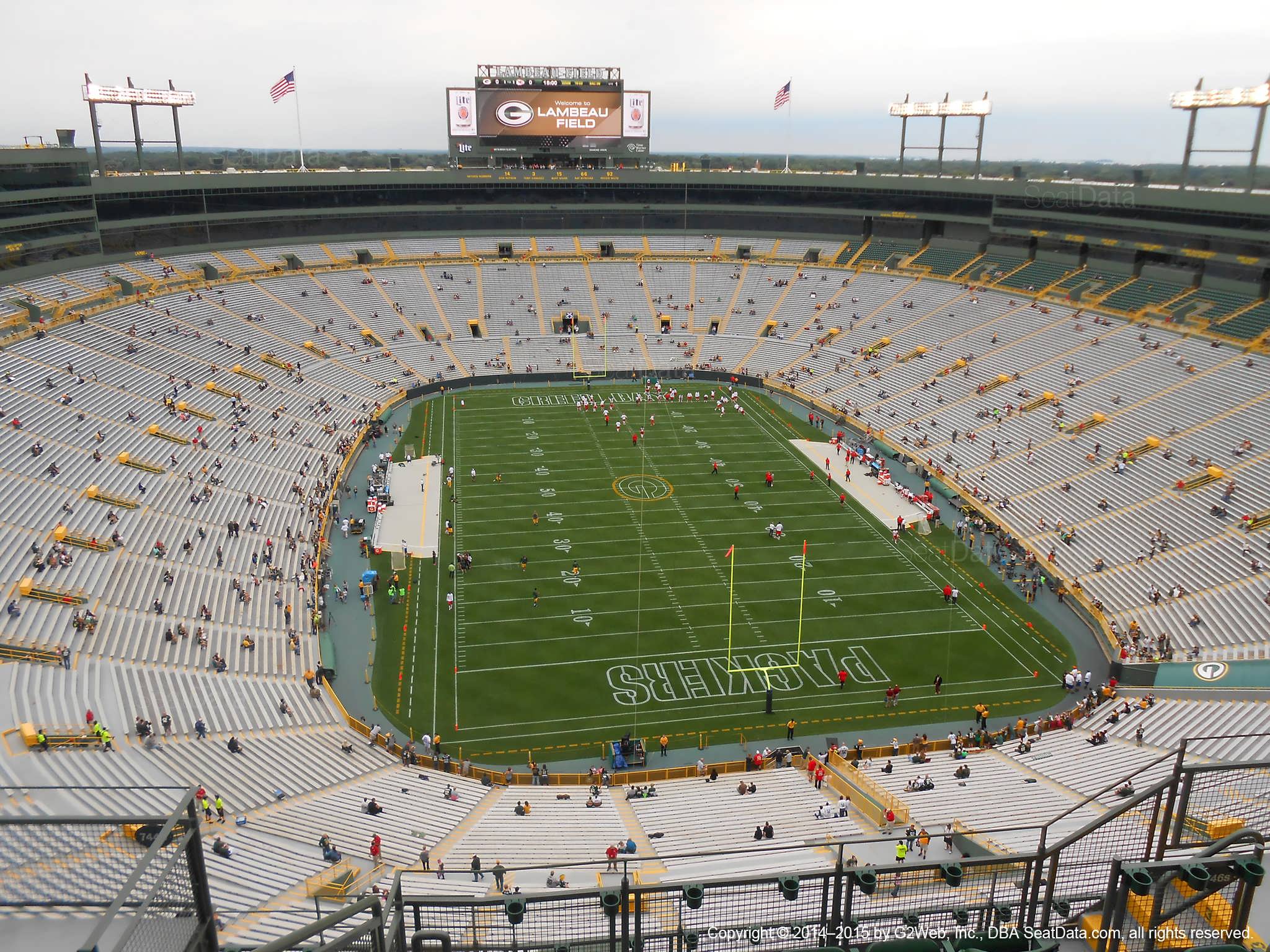 Seat view from section 746S at Lambeau Field, home of the Green Bay Packers