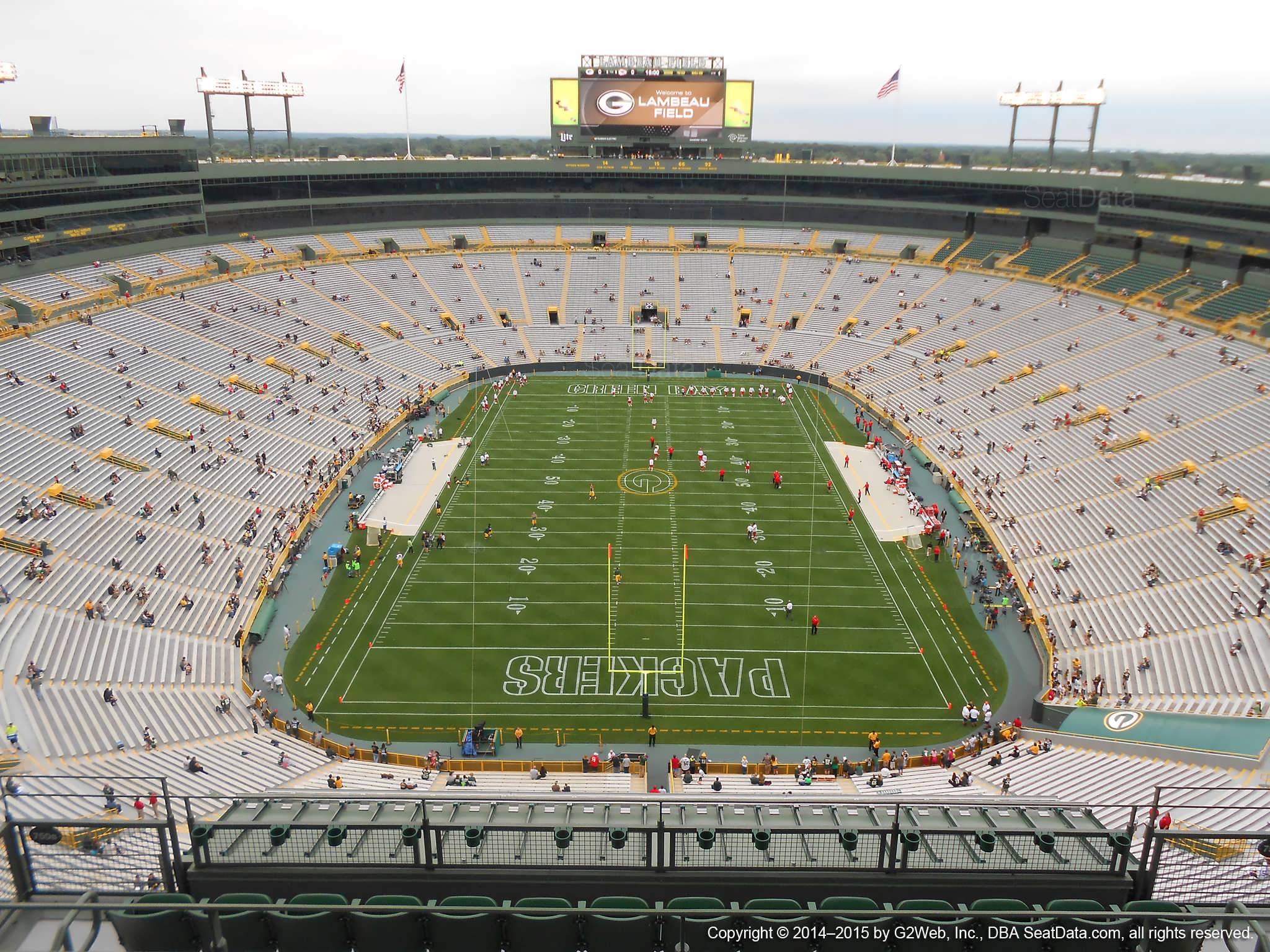 Seat view from section 750S at Lambeau Field, home of the Green Bay Packers